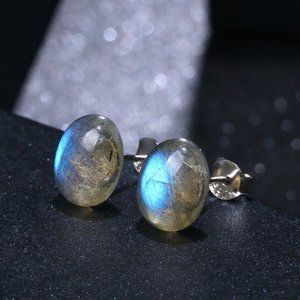 Labradorite November Birthstone Healing Reiki Balance Minimalist Stud Earrings
